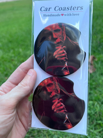 Michael Myers Halloween Neoprene Car Coasters featuring michael myers halloween horror inspired artwork