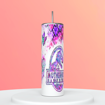 Motherhood Is a Walk in the Park Tumbler featuring motherhood mom life inspired artwork