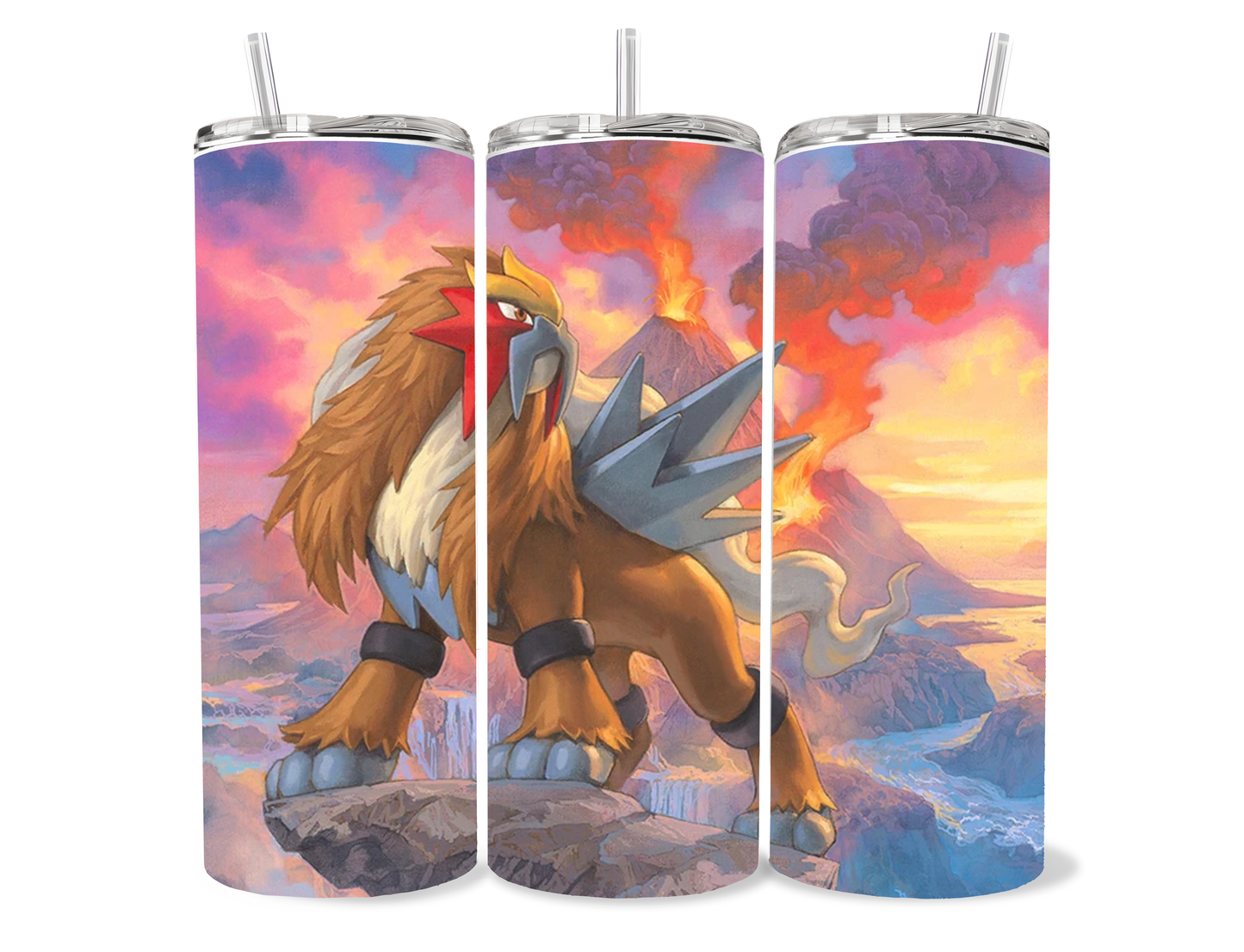 20oz Pokemon/ Entei themed stainless steel tumbler cup