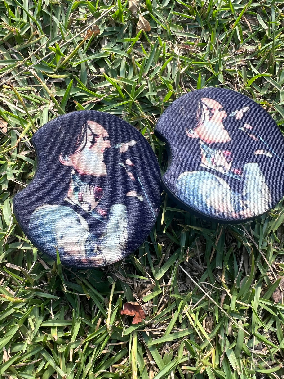 Noah Sebastian Bad Omens absorbent cup holder coasters with non-slip rubber edge and finger notch.⁠