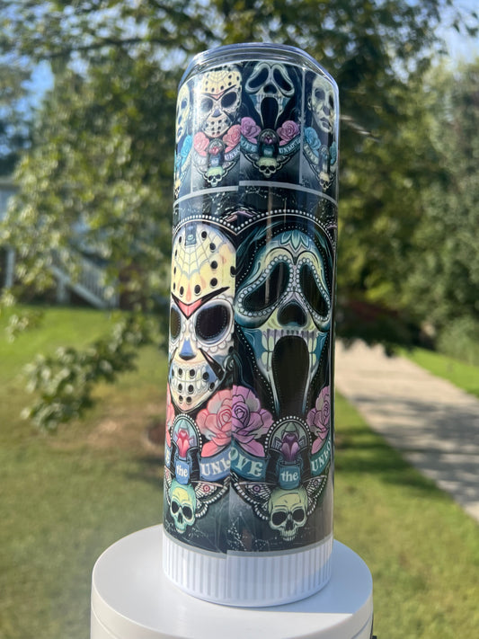 Horror Icons ChapStick Tumbler | Ghostface Jason Michael Myers featuring the themed design