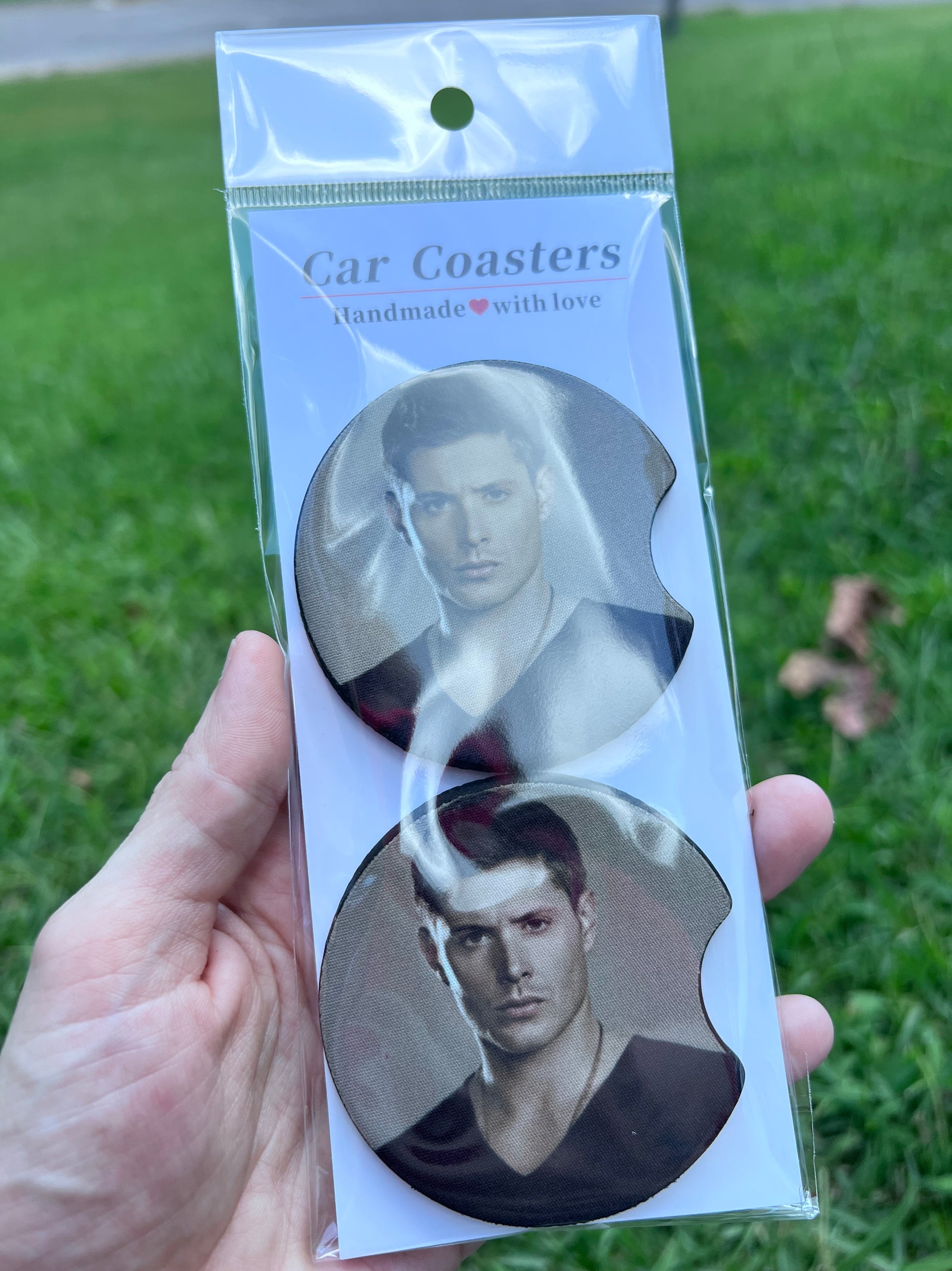 Supernatural Car Coaster Set | Dean Winchester Inspired Car Accessories | TV Show Fan Gift | Absorbent Coasters Set of 2 featuring the design artwork