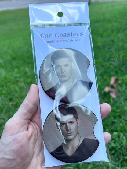 Supernatural Car Coaster Set | Dean Winchester Inspired Car Accessories | TV Show Fan Gift | Absorbent Coasters Set of 2 featuring the design artwork