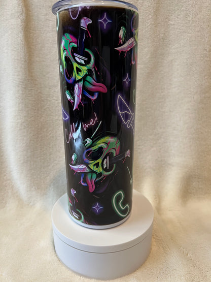 20oz Neon Ghostface Tumbler | Scream featuring ghostface scream inspired artwork