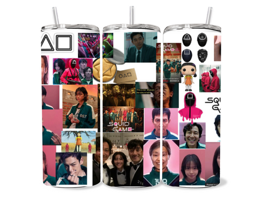 Squid Game character collage tumbler- tumbler cup
