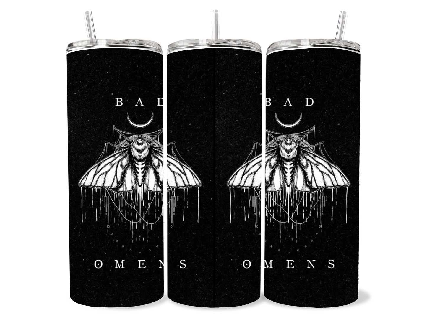 Bad Omens Moth 20oz Skinny Tumbler | Dark Aesthetic Gothic Drinkware | Alternative Metal Inspired Cup featuring the design artwork