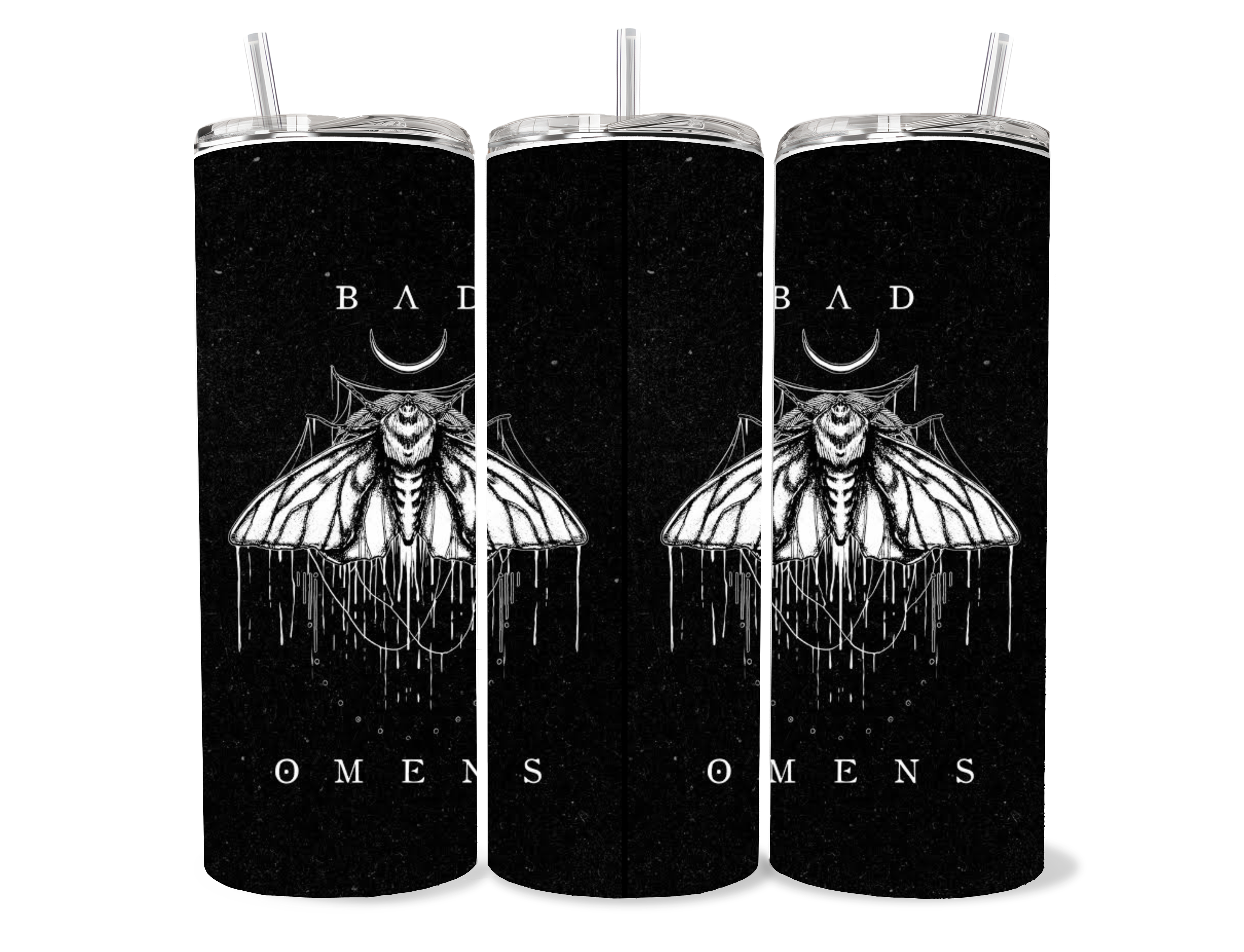 Bad Omens Moth 20oz Skinny Tumbler | Dark Aesthetic Gothic Drinkware | Alternative Metal Inspired Cup