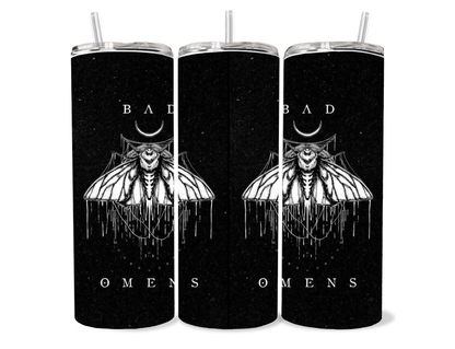 Bad Omens Moth 20oz Skinny Tumbler | Dark Aesthetic Gothic Drinkware | Alternative Metal Inspired Cup featuring the design artwork