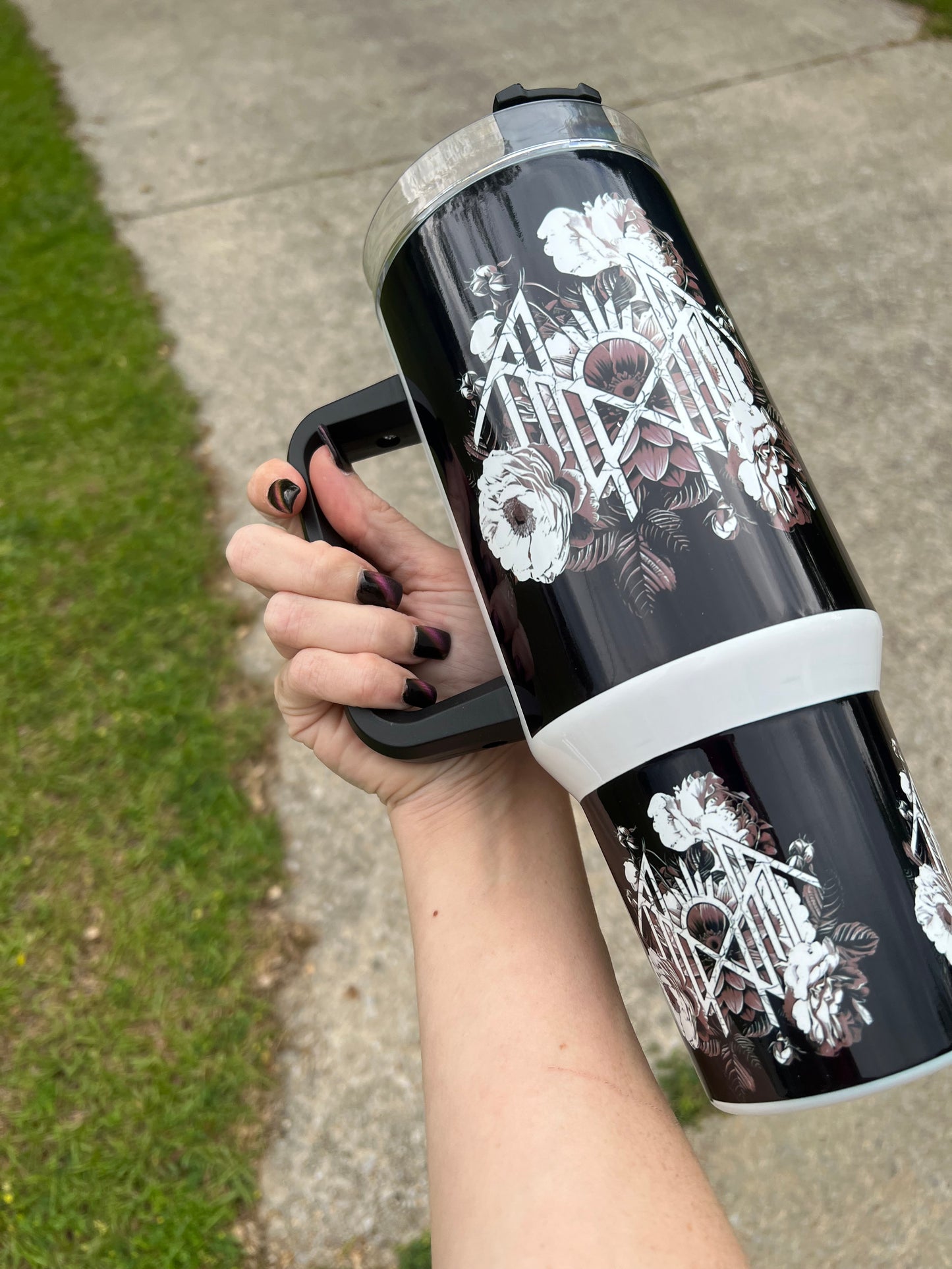 40oz Floral Sleep Token themed tumbler cup