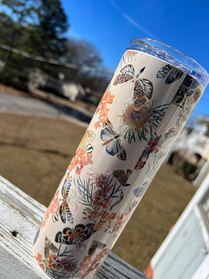 Butterfly 20oz Skinny Tumbler | Colorful Butterfly Stainless Steel Cup