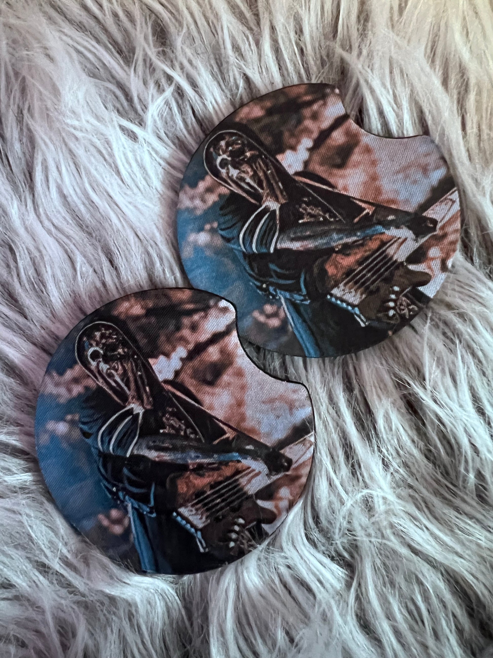 Sleep Token Inspired Car Coaster Set | Gothic Alternative Neoprene Car Cup Holder Coasters | Music Fan Car Accessories featuring the design artwork