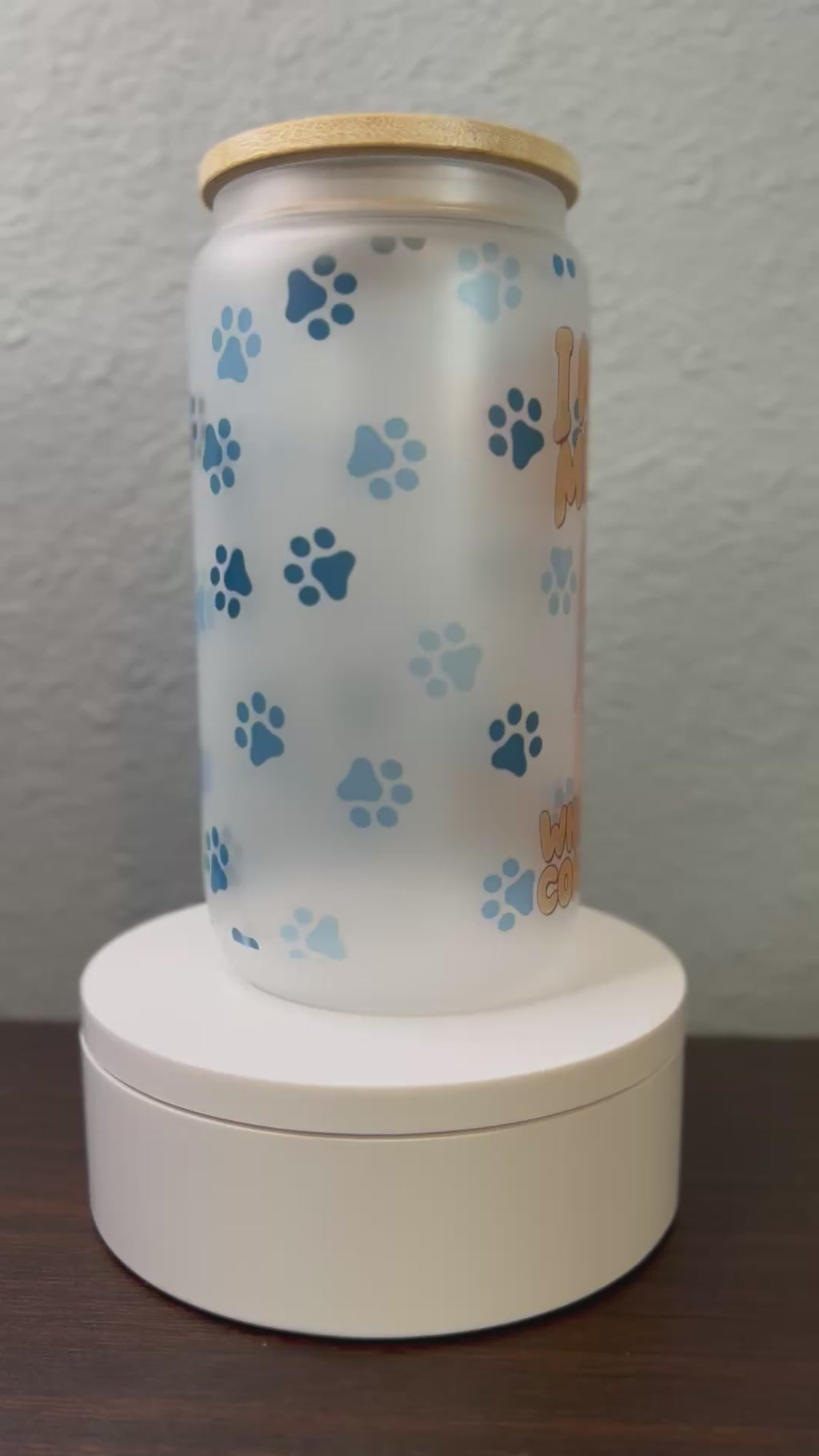16oz Bluey Themed Frosted Glass Tumbler